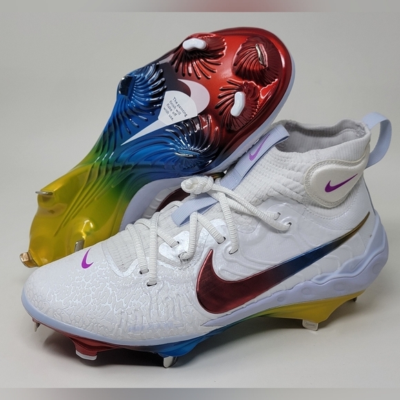Nike Alpha Huarache NXT Baseball Cleats DJ6517-106 Men's Sz 7 White Rainbow New - Picture 1 of 9
